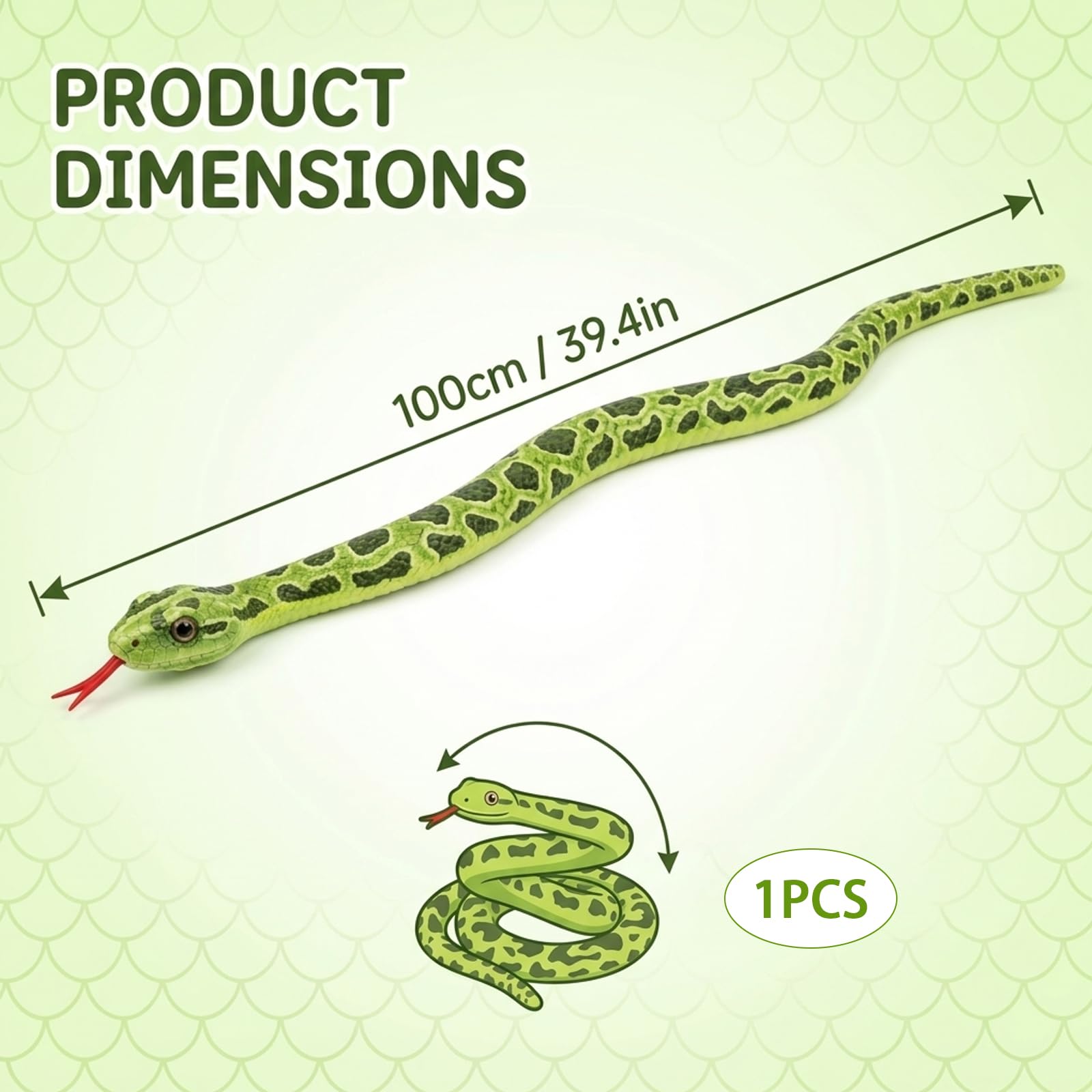 Snake Toy, Realistic Snake Plush for Decoration and Fun, Lifelike Green Snake with 100cm Length, Detailed Texture for Prank Use and Home Accent — view 2