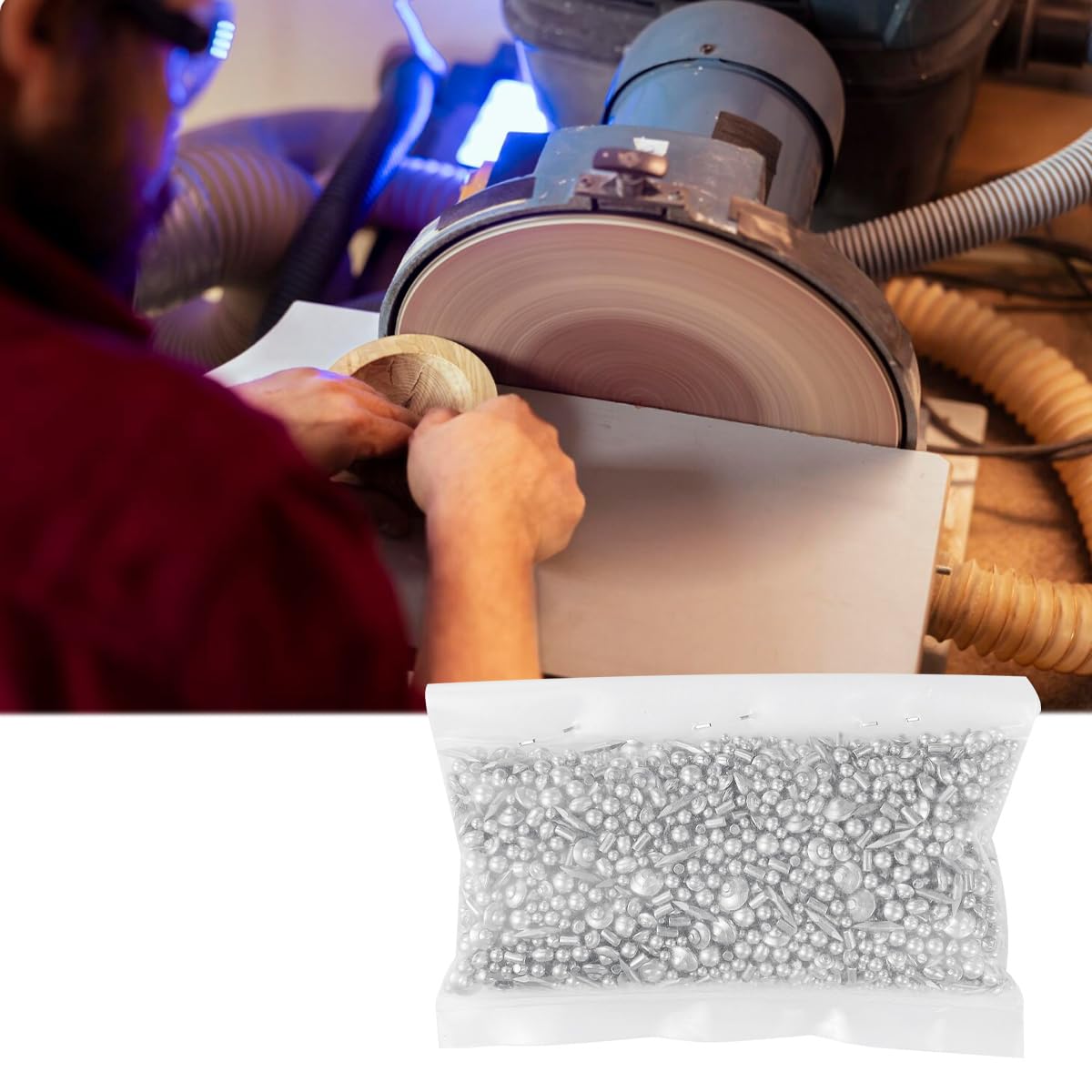 Perline lucidate in acciaio inossidabile 304 da 1 LB, lucidatura per gioiellieri, 4 forme per macchina KT-1320