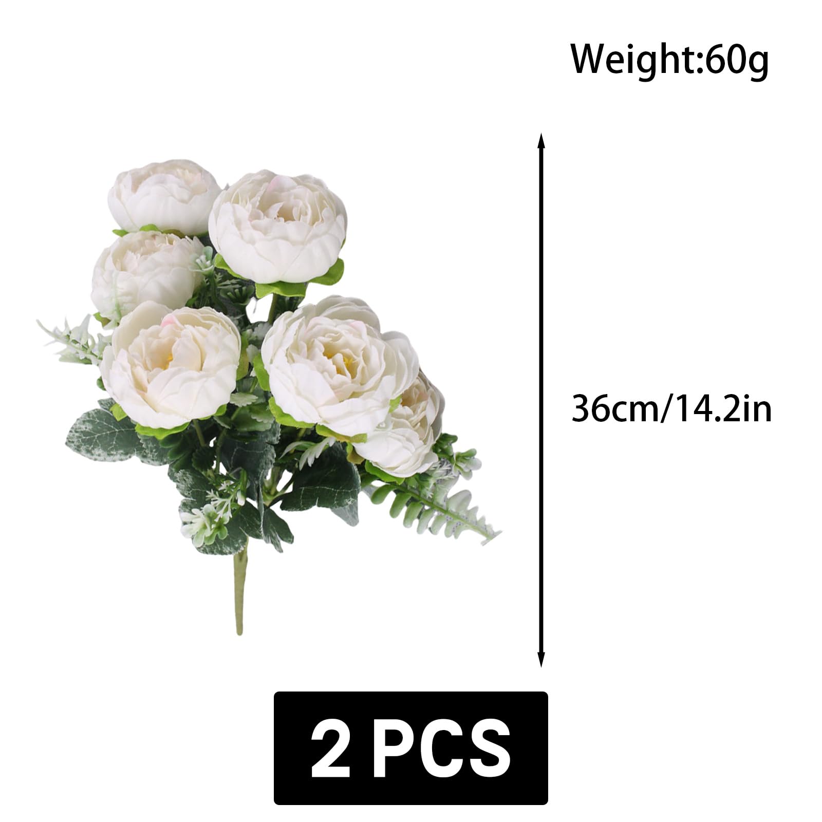 astylishome Fake Flowers 12 pcs Artificial Flower White Fake Bouquets with Stems for Table Centerpiece Wedding Home Decoration Floral Arrangements Cake Decorating 1003 - Image 3