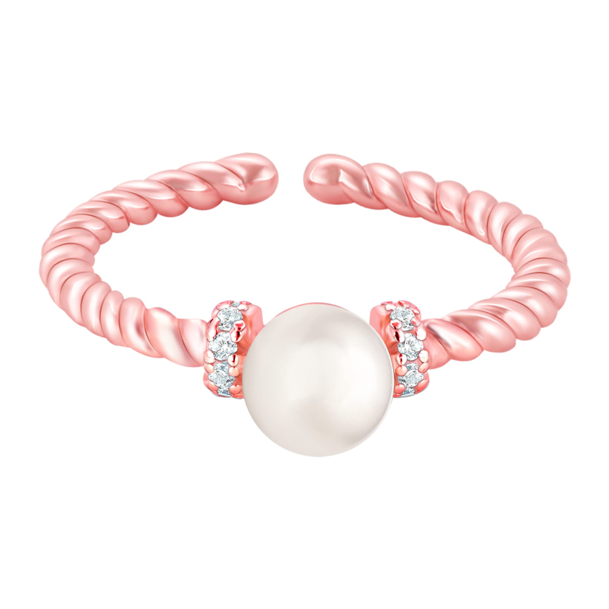 GIVA925 Sterling Silver Rose Gold Pearl Of Paradise Ring , Adjustable| Gifts for Women & Girls | With Certificate of Authenticity and 925 Stamp, Onesize, Sterling Silver, Pearl