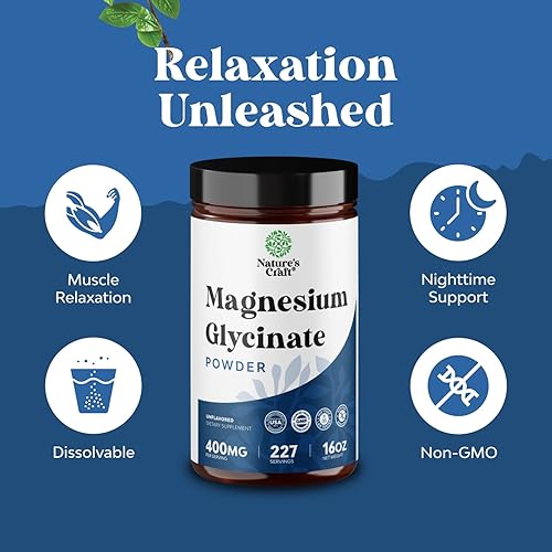 Miniatura 5 de Potente polvo de glicinato de magnesio de 400 mg  Polvo de magnesio calmante a granel para relajación muscular, calma y apoyo para dormir para