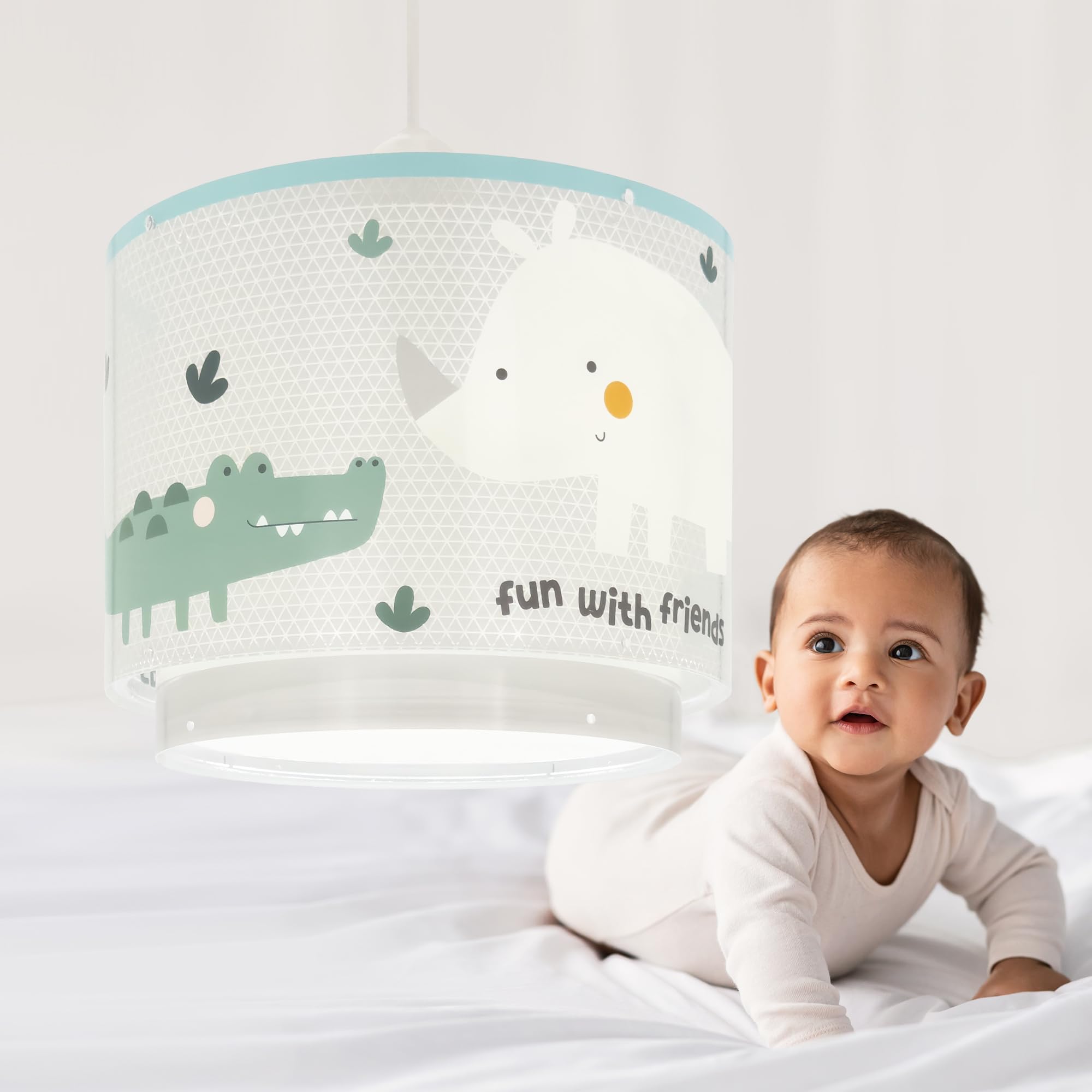 Dalber Lámpara De Techo Colgante Infantil Rhino & Croco Rinoceronte y Cocodrilo