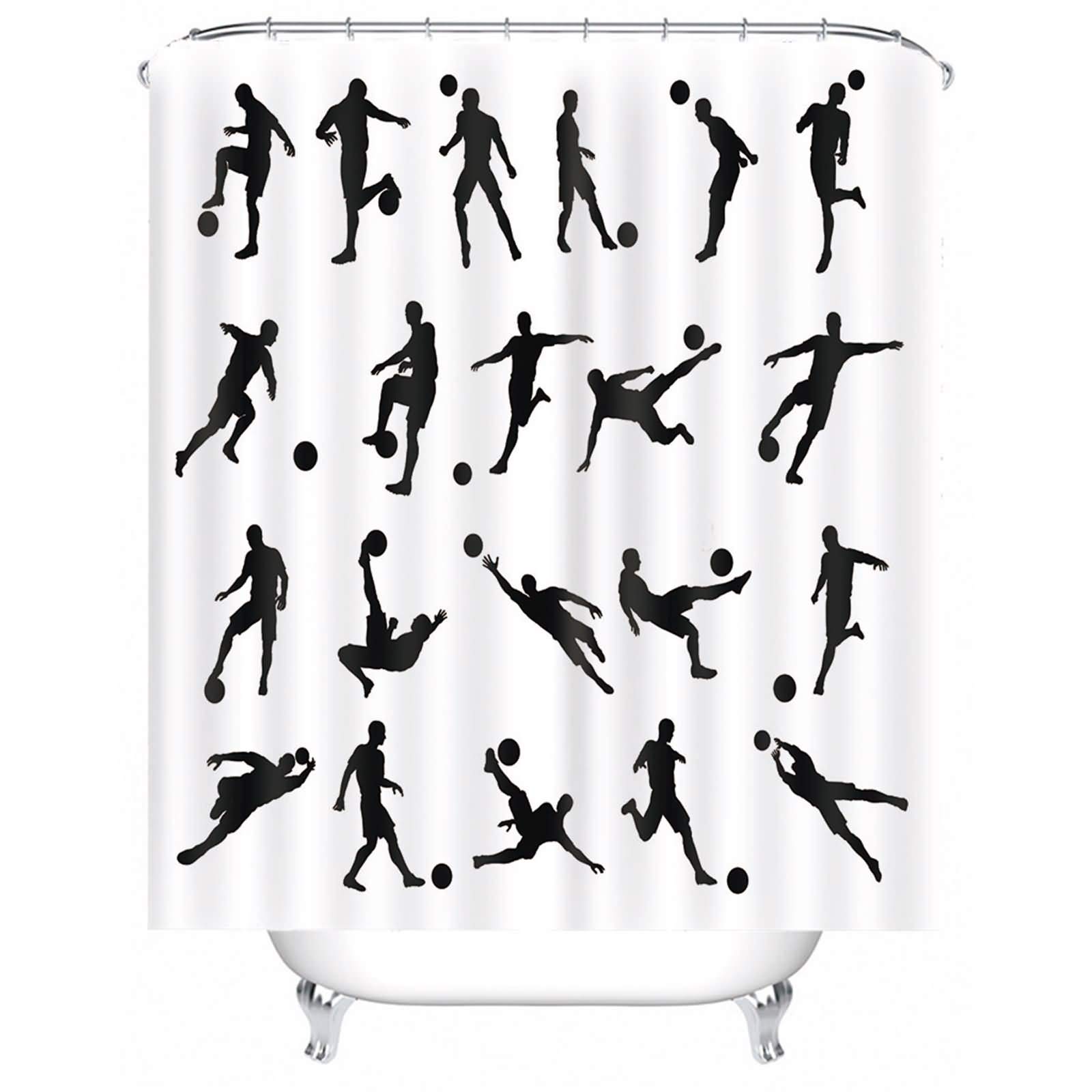 Rideau douche impermeable contre eclaboussures motif football 200x180