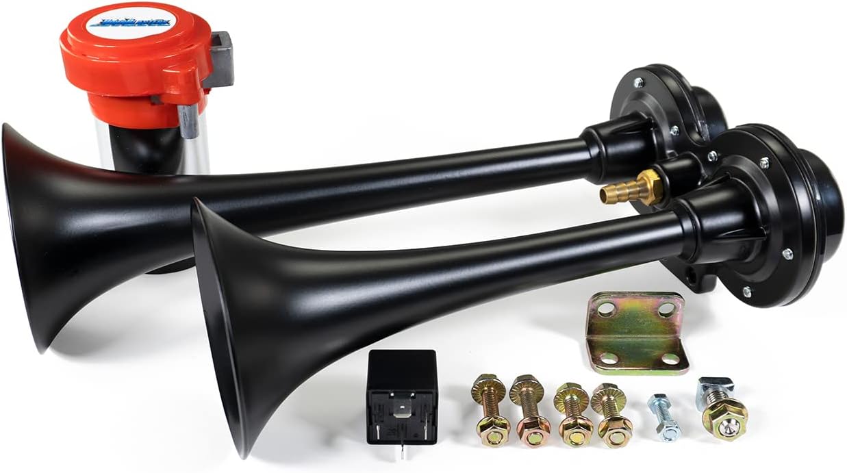 HornBlasters PsychoBlasters V2 Stealth Black Electric Horn, Air Horns