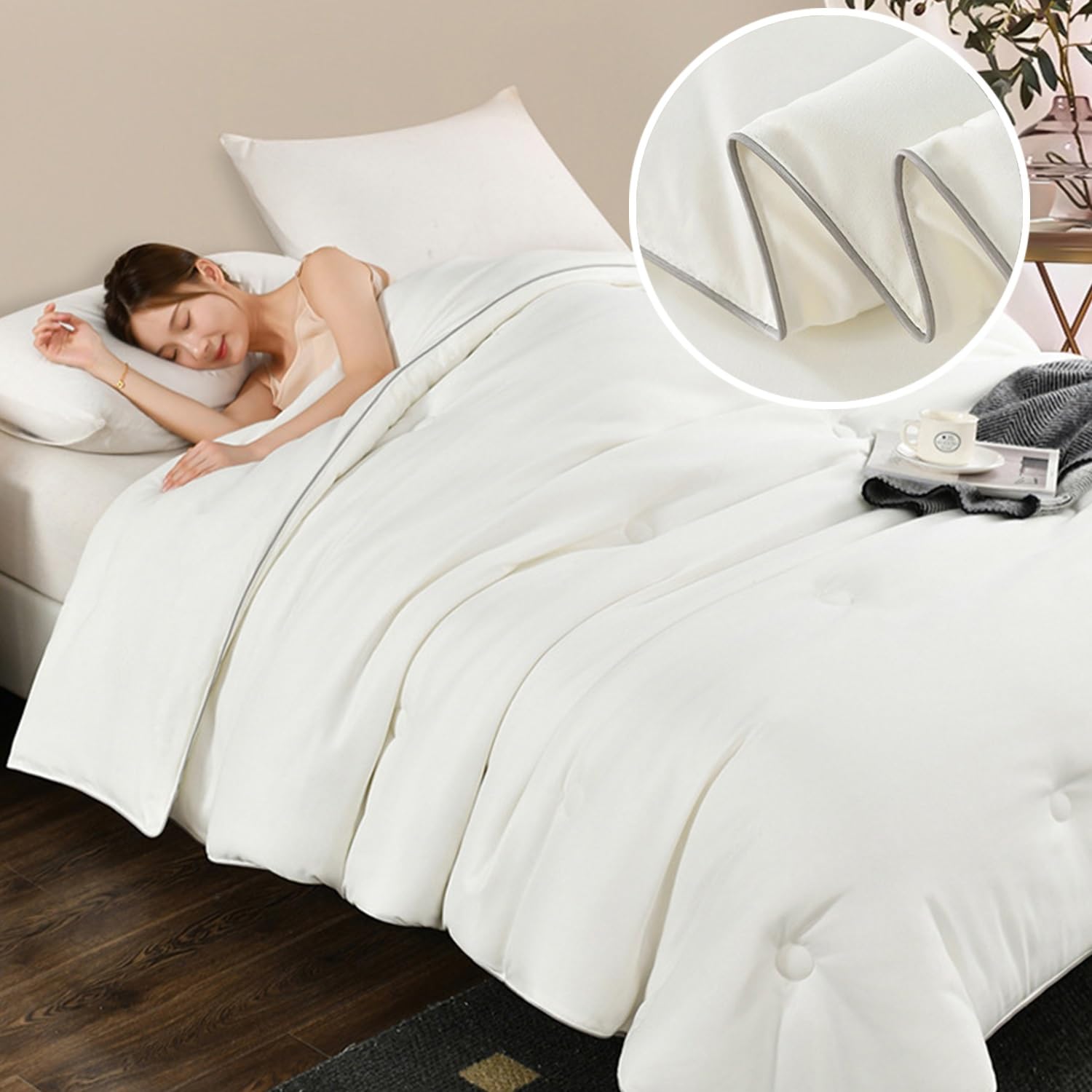 Edredón Verano 220x240/180x220 cm para Cama 135/150/180 Relleno Nórdico Edredón de Fibra, Ligero, Suave, Transpirable para Primavera y Verano(Color 3,150x200cm(2kg))