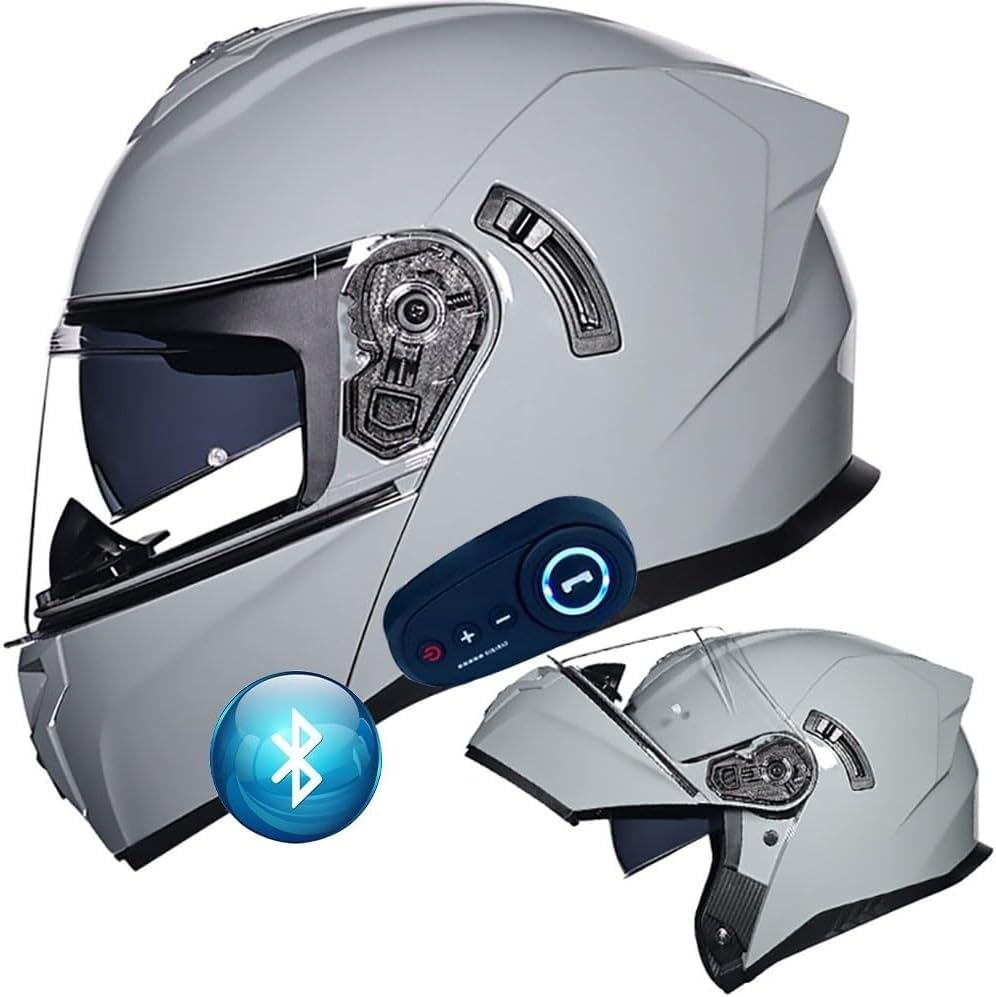 full face motorcycle bluetooth helmet yamaha Modular with Built-in Bluetooth, Silent Helmet with Double Visor, Helmet, Full Face Helmet with Sun Visor, ECE H Certified Motorcycle Helmet, L59-60CM Automotive Color:Green Sprat (Clear Water) USB Charging Cable Cement Grey Best Fish Attractants: Proven