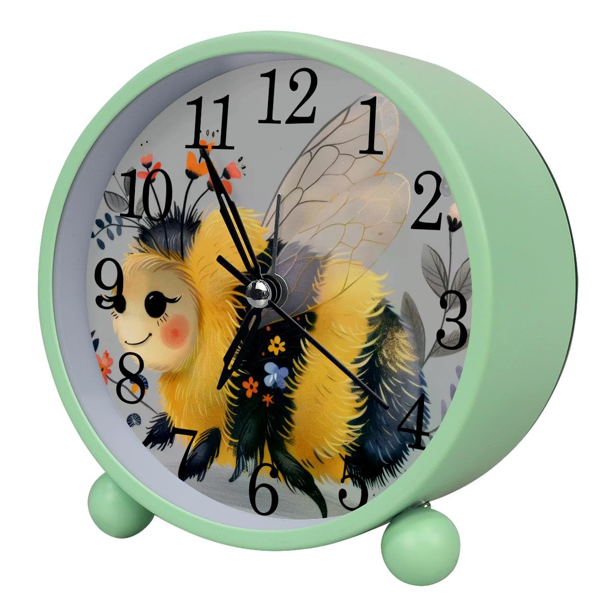 Luoweisi Alarm Clock Bee Florals, Silent Non-Ticking with Night Light