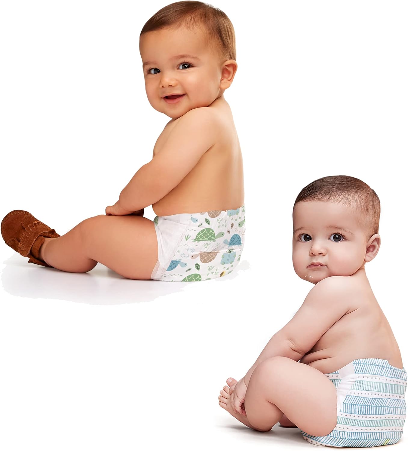 The Honest Company Clean Conscious Diapers | Plant-Based, Sustainable | Turtle Time + Dots & Dashes | Club Box, Size 2 (12-18 lbs), 76 Count : Baby