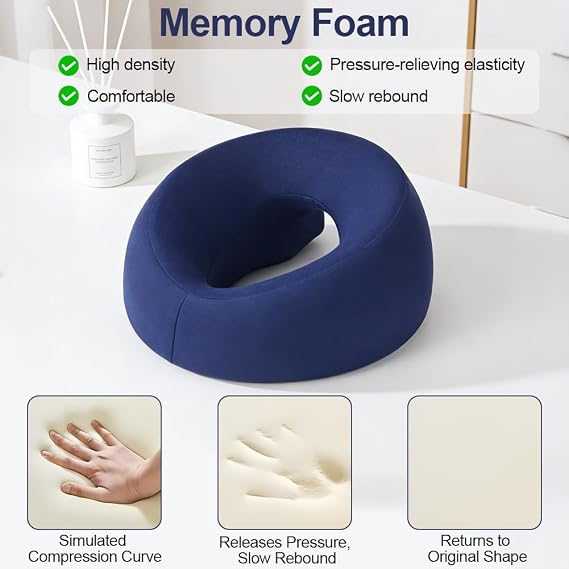 Face Down Pillow, Ergonomic Massage Headrest with Hole, Dark Blue