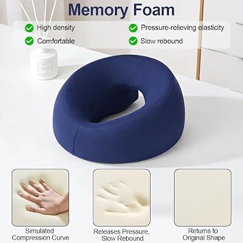 Face Down Pillow, Ergonomic Massage Headrest with Hole, Dark Blue