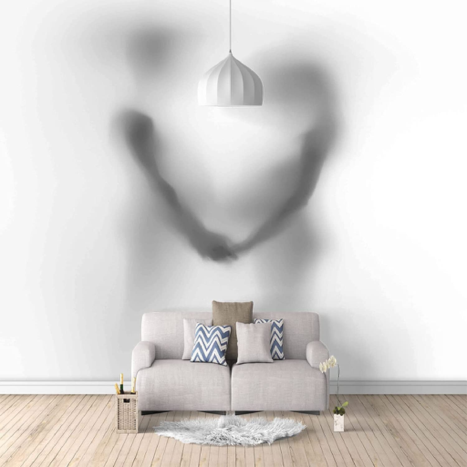 Mural De Rosa Rosa 3D Siluetas De Pareja Papel Pintado Autoadhesivo De Peel And Stick Pegatina Extraíble Para Decoración Del Hogar Fondo De Tv Pintura De Pared Artística Grande 200(ancho)x150(alto) cm