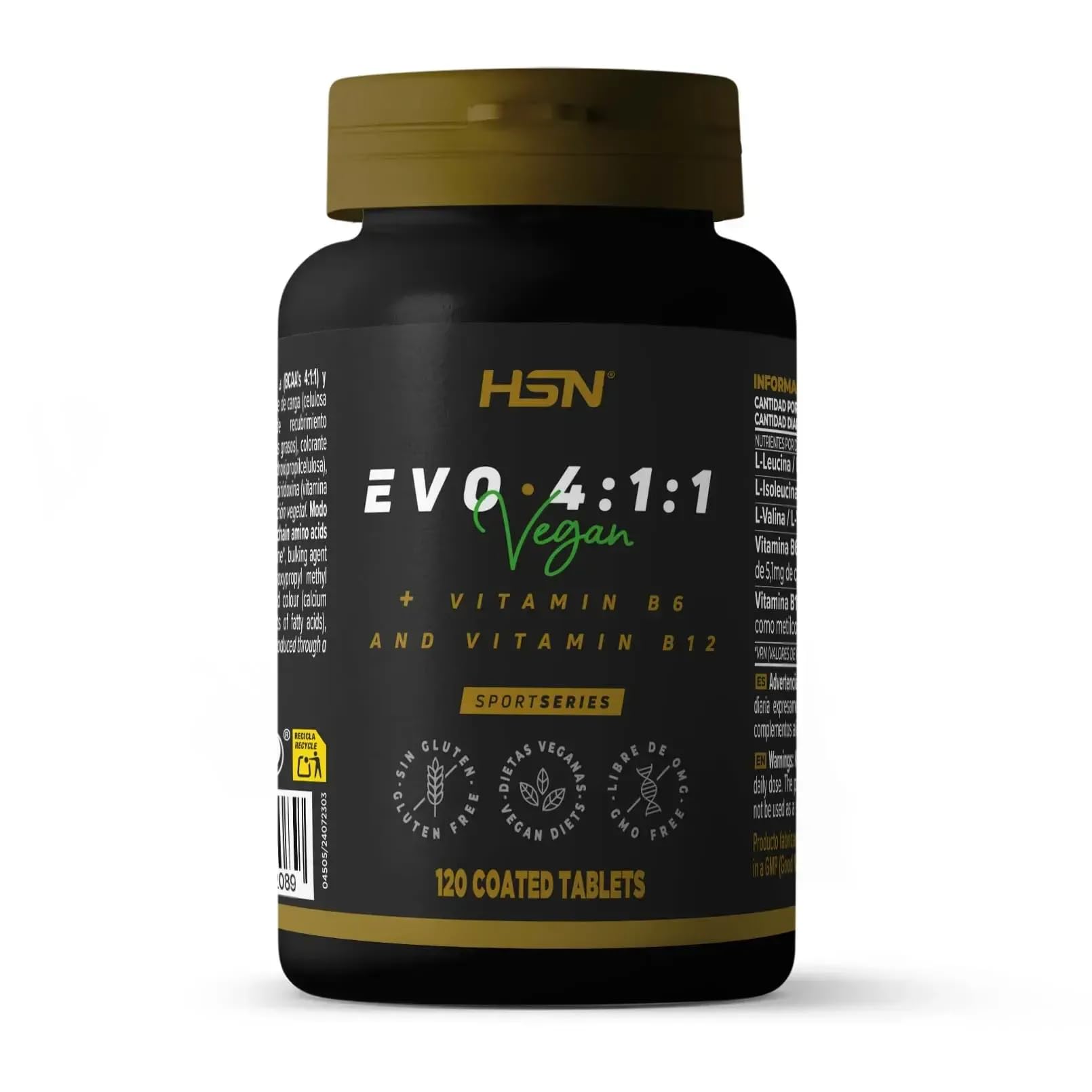 HSN EVO 4:1:1 3000 mg (4:1:1 BCAA'S + VITAMINS B6 & B12) - 120 tabs | Branched chain amino acids | 4:1:1 ratio (Leucine, Isoleucine, Valine) | | Suitable for vegan and vegetarian diets