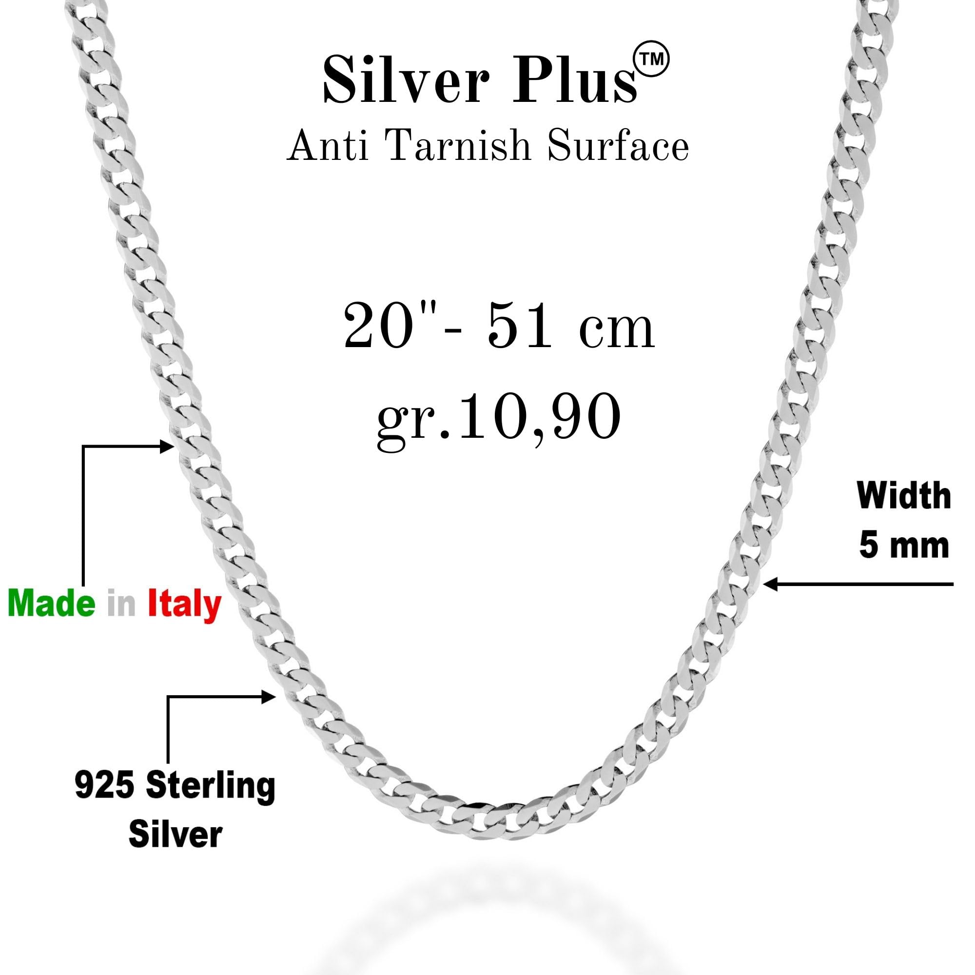QUADRI - Cadena Hombre y Mujer Plata 925 - Cadena Cubana - Made in Italy | Idea de Regalo para Cumpleaños, Aniversario, San Valentín