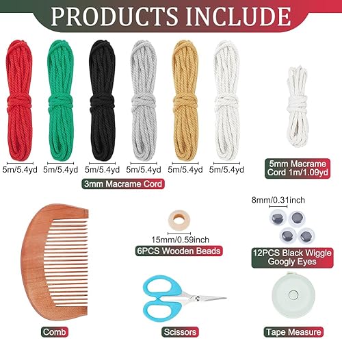 Miniatura 9 de FREEBLOSS Juego de 6 sombreros navideños de macramé y llavero con instrucciones (idioma español no garantizado)