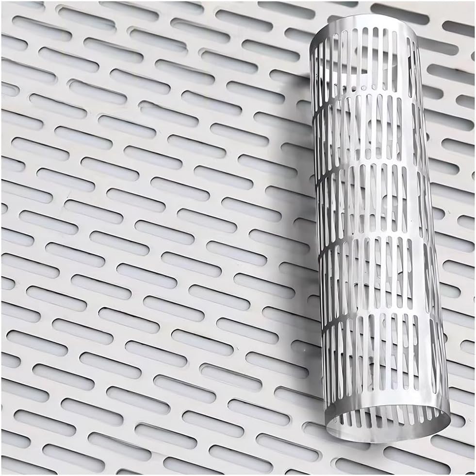 304 Stainless Steel Perforated Metal Sheets, Rectangle Hole Mesh 5x25mm, Decorative Metal Screen Panel, Silver 1.25mm, 15x15cm for DIY Projects & Home Décor