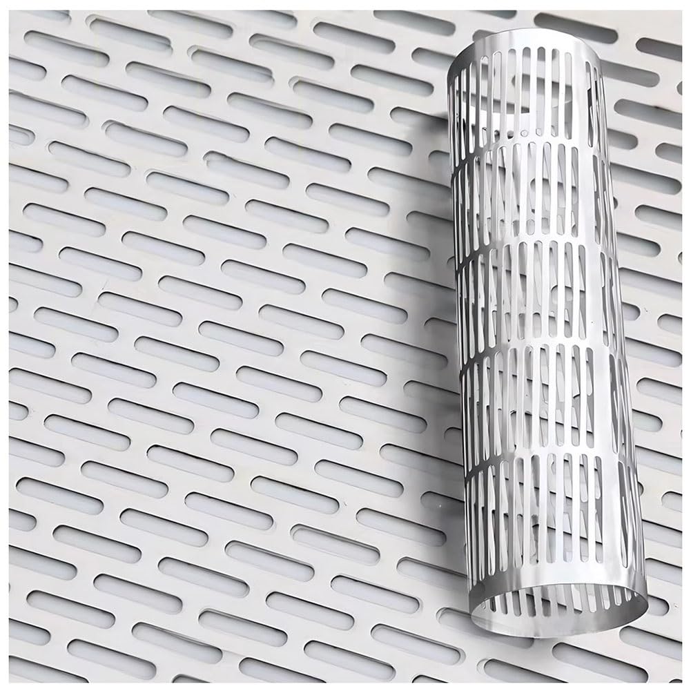 Chapas metálicas perforadas, Hoja Perforada De Acero Inoxidable 304 Agujeros Rectangulares 5x25mm Plata 20x25-100x200cm(Silver 1.25mm,50 * 50cm)