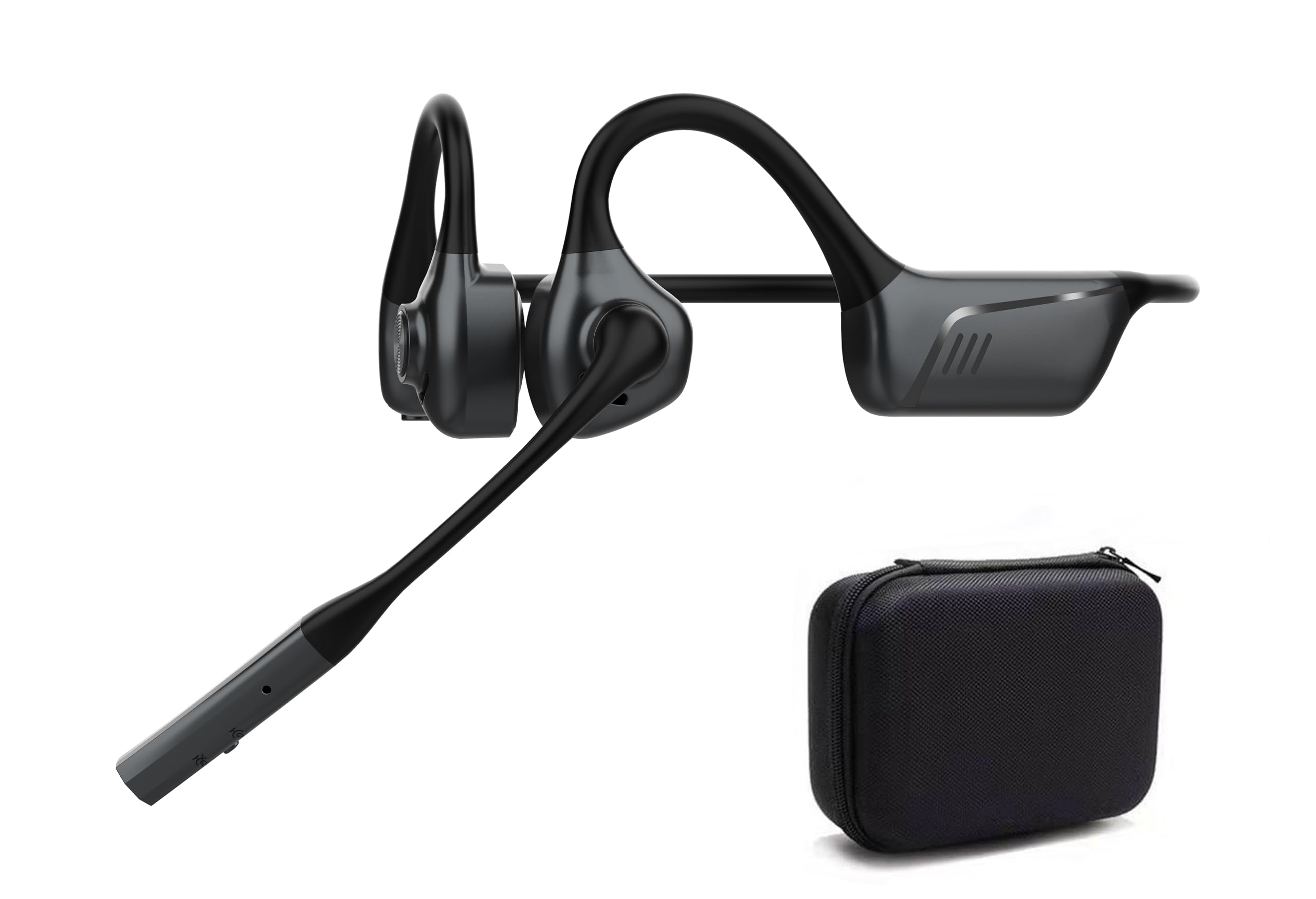Open-Ear Headphones Bluetooth 5.1 with ENC Noise Canceling Mic, Wireless Headset with Air Conduction & Mute Button Truck Driver Earphones, 10Hrs Battery for Work Driving Work Calls Meetings (Black)-image-18