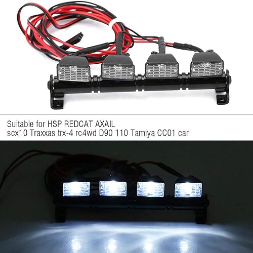 Miniatura 3 de Barra de luz LED para coche RC, 4 LED Barra de luz de techo Luces de techo Pieza accesorio para Axial scx10 Traxxas RC Car (blanco)