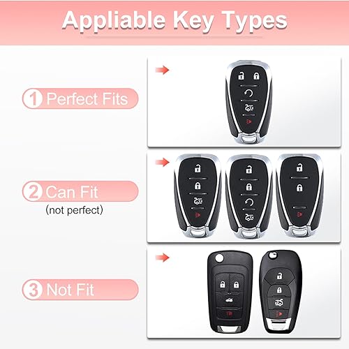 Miniatura 2 de YO&YOYE Funda para llavero de TPU rosa con llavero, Para Chevy a (5 botones)