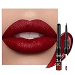 evpct 1Pcs Dark Oxblood Red Matte Lip Liner and Liquid Lipstick Stain Makeup Set for women, Red Long Lasting Smudge Proof Lipstick labiales matte mate larga duracion listip 24 hours originales, 30