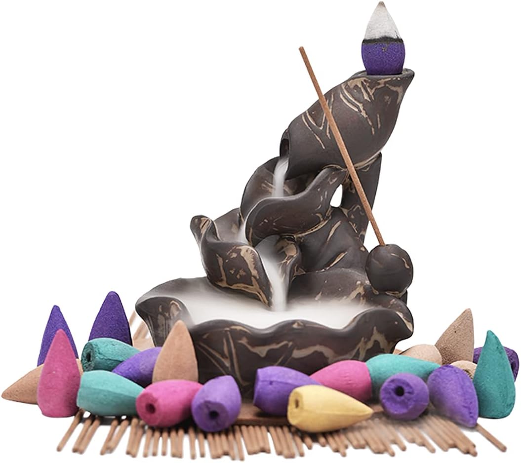 Lotus Leaf Backflow Incense Burner with 20pcs Backflow Incense Cone