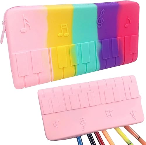 Estuche para lápices, estuche grande Kawaii con cremallera, caja de almacenamiento de lápices de colores de silicona impermeable, bolsa de