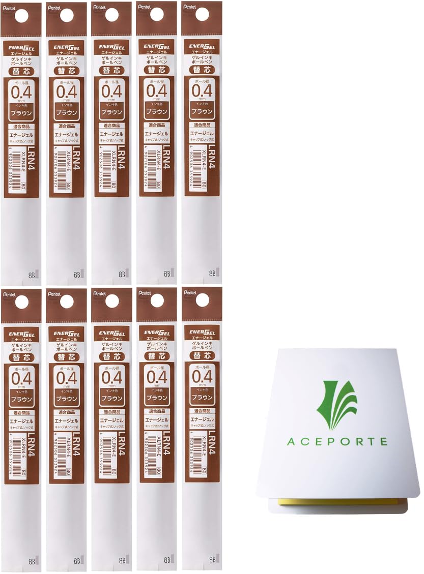 QULLITY Energel Ink 10 Refills, Sticky Notes Value Set (Brown, 0.4mm)