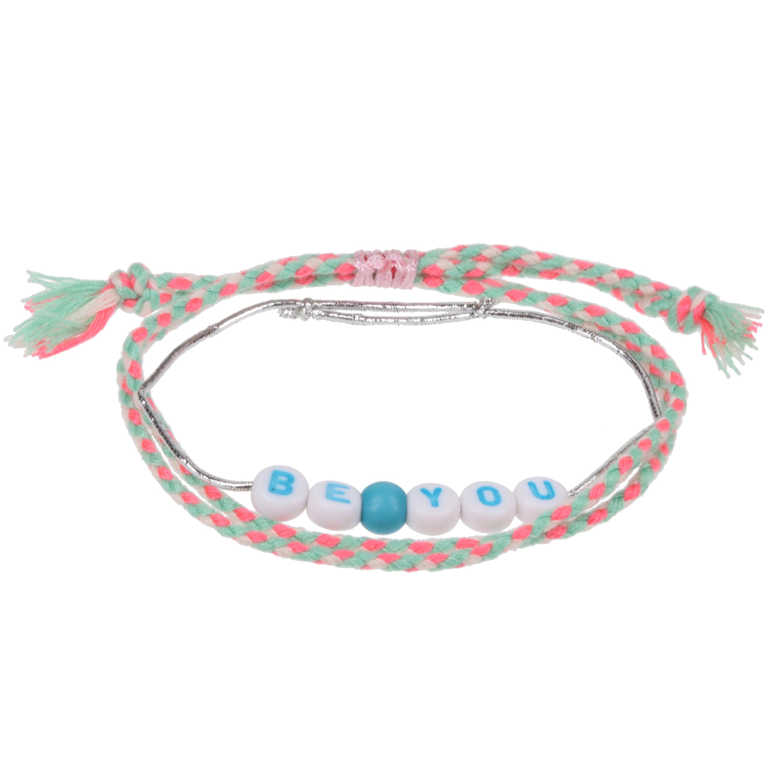 Stands Out, Supplying Outstanding Gifts Be You Personalised Girls Friendship Bracelet Message Multicolour Pink Alphabet Bead