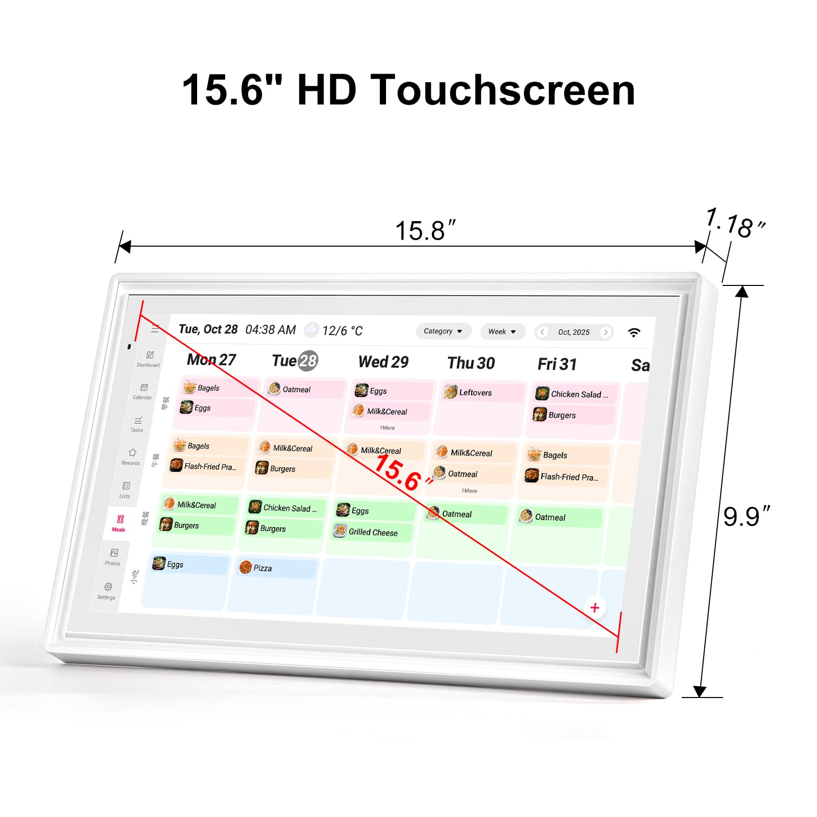 15,6 Wandplaner, digitaler Kalender und Aufgabendiagramm, 32 GB Smart-Touchscreen, interaktives Display für Familienpläne – Wandhalterung im Lieferumfang enthalten, ideal für die