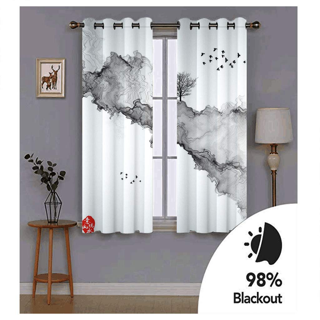 MAYNUO Rideaux Chambre Adulte 3D Art du Nuage Noir Rideau Salon Moderne Décoration De Fenêtre Draperies 250x200 Cm A Oeillet avec Motif Moderne Isolant Thermique, Lot de Occultants