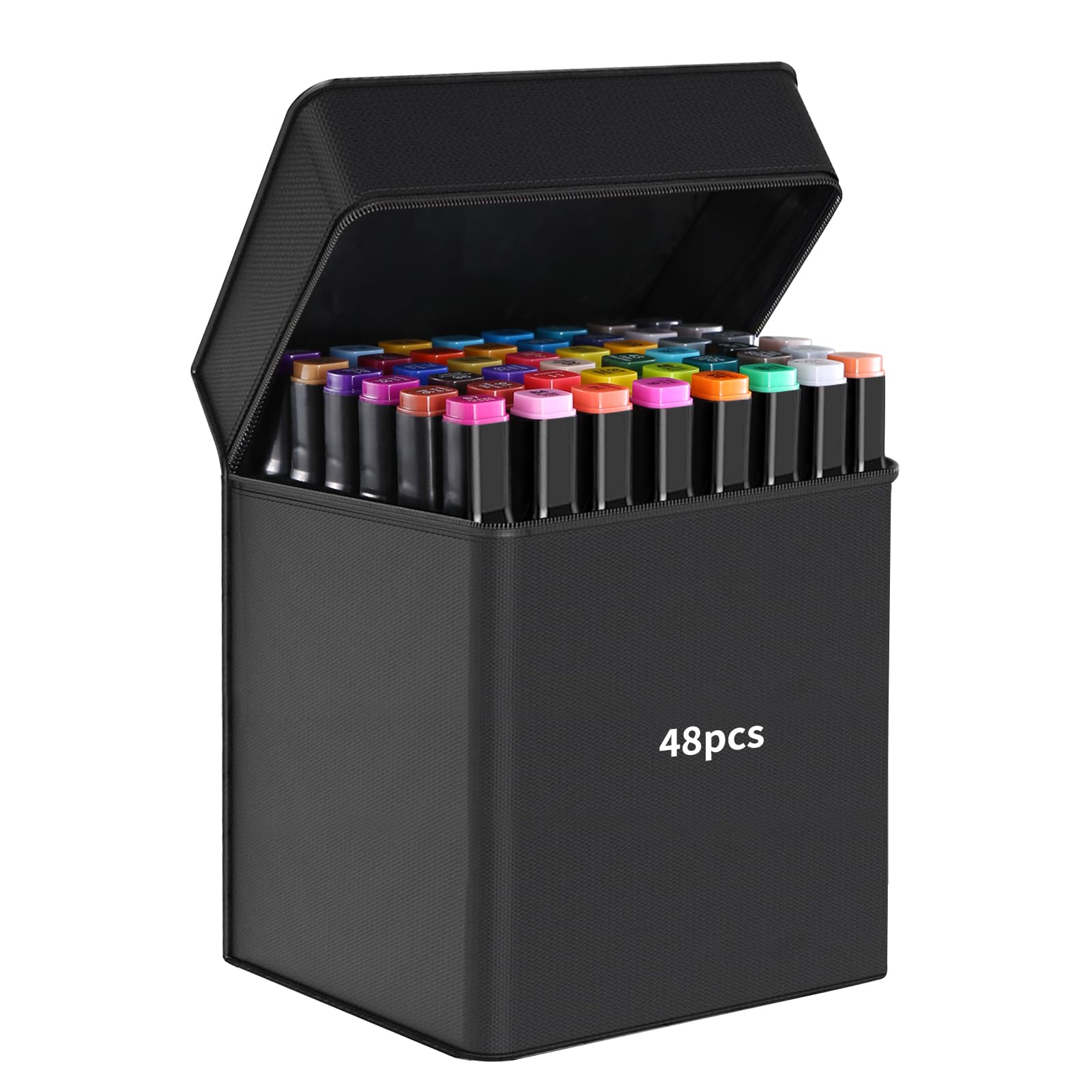 Set de Rotuladores Duales: rotuladores doble punta 48, rotuladores profesionales, caja – Para uso en diseño, renderizado, cómics, proyectos de bricolaje, bolsa negra incluida.