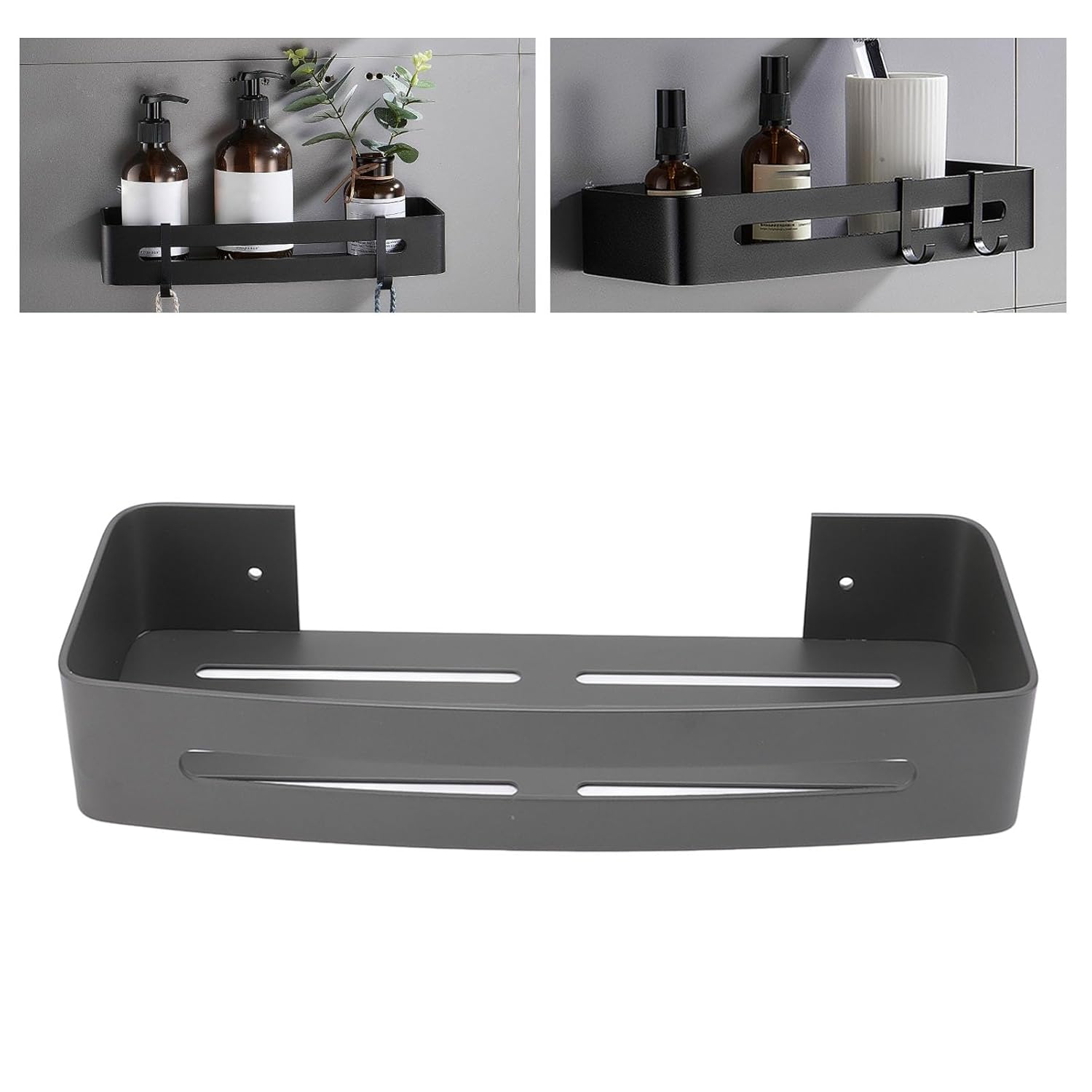Wall Mounted Bathroom Shelf Shower Caddy Shelf Bathroom Floating Shelf Single Layer Shower Bath Rack Space Aluminum Bathroom