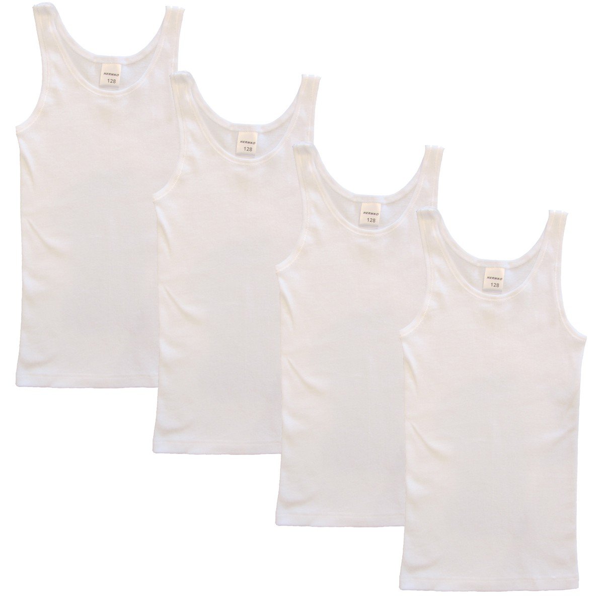 HERMKO 2000 Lot de 4 Maillots de Corps Filles en Coton 100% Bio, débardeur