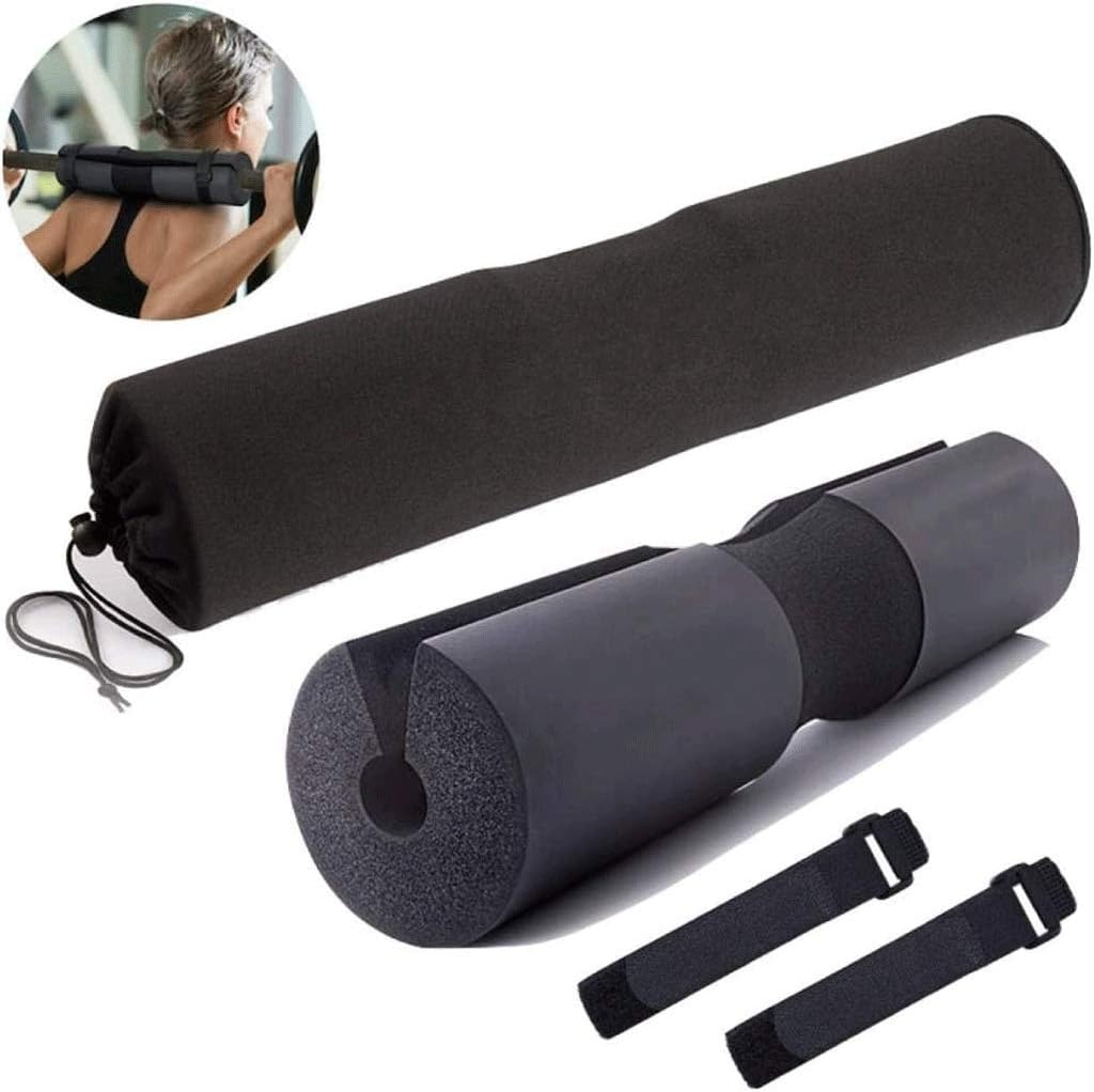 Barbell Squat Pad,Weight Lifting Cushioned Neck & Shoulder Protective Pad with Securing Straps,Support for Gym Weight Lifting, Squats,Lunges & Hip Thrusts,Black (Color : Black)