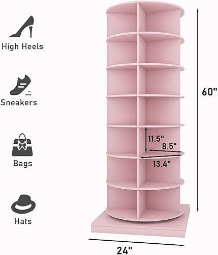 Miniatura 2 de Goujxcy Zapatero giratorio de 7 niveles de 360, zapatero giratorio, soporte para más de 28 pares de zapatos para tacones, botas, zapatillas,