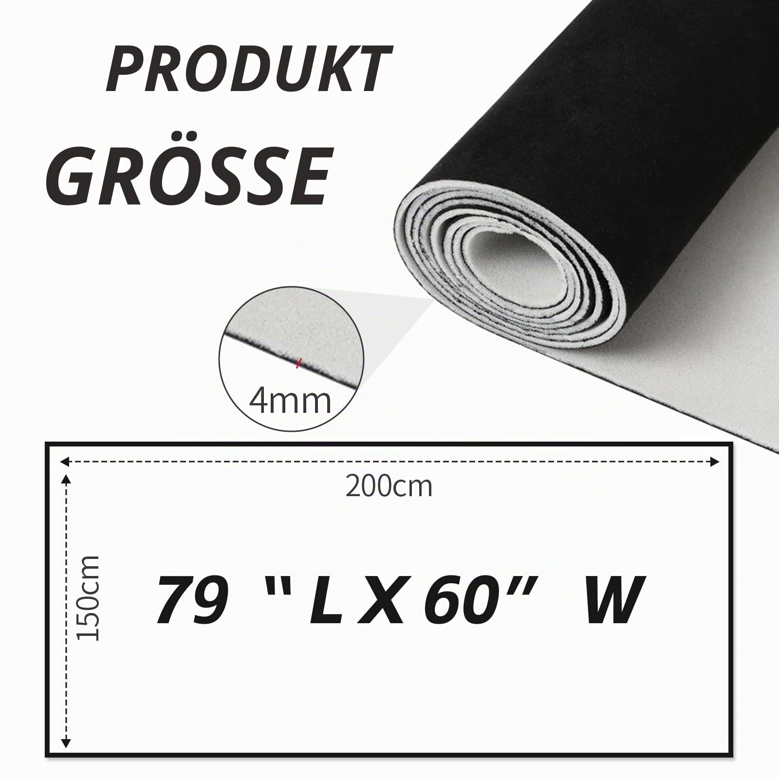 Dachhimmel Stoff, Wildleder Autohimmelstoff mit 4 mm Schaumstoff-Rückenmaterial, Wildleder-Headliner Stoff für Automobil,Zuhause, Caravan, Boot, Heimwerker,Ersatzreparatur (Schwarz, 200x150cm)