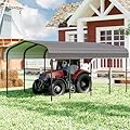 Royal Windsor Metal Carport 12×20 Car Port, Heavy Duty Carport Kit with Galvanized Steel Roof Building and Frame, Outdoor Storage Metal Canopy Multi-Use Garage Shed for Car and Boats, Charcoal