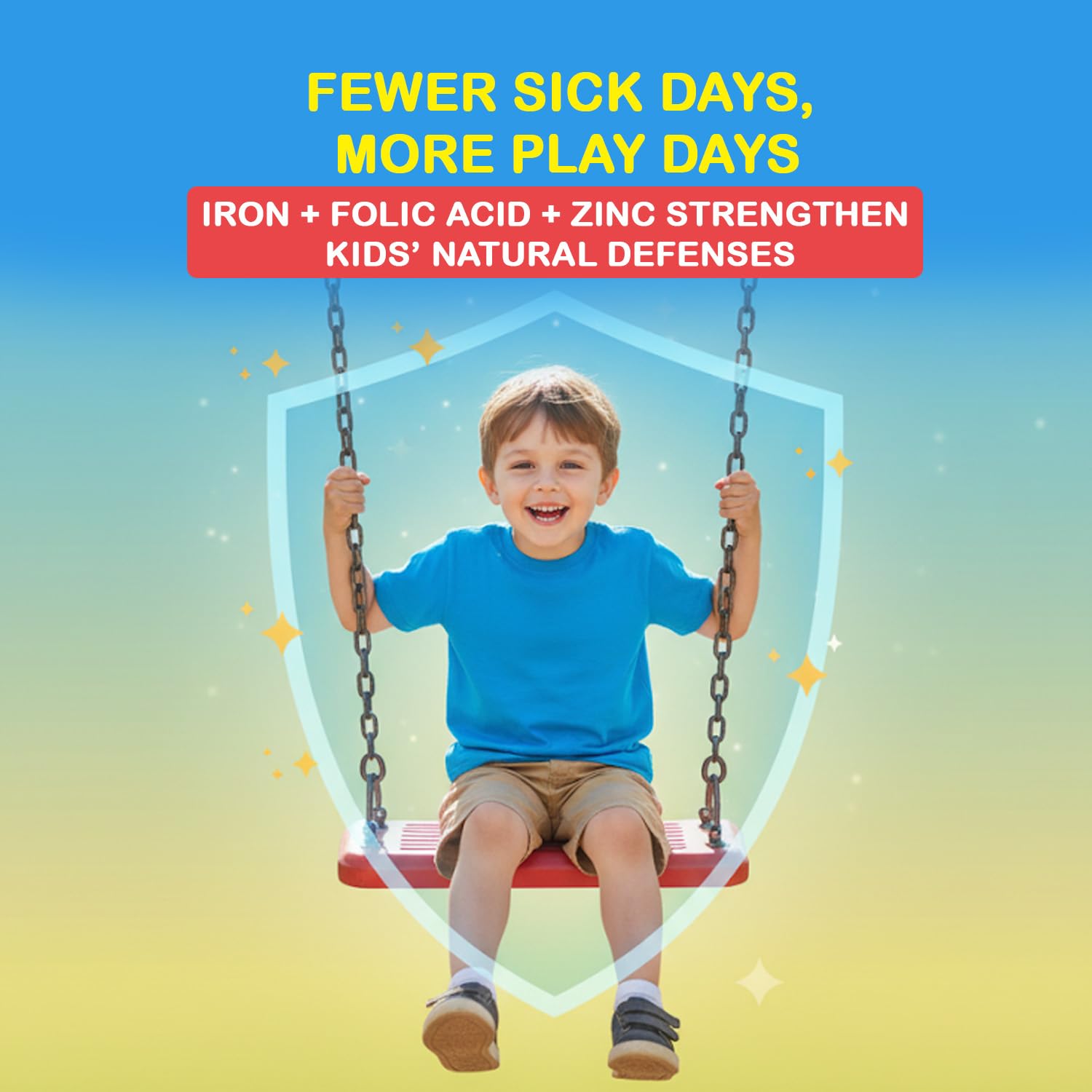 HealthBest Liquid Iron Syrup for Kids – Triple Action with Folic Acid and Zinc – Boosts Hemoglobin, Appetite, and Immunity – No Metallic Taste – 200ml Liquid Supplement, Safe & Effective