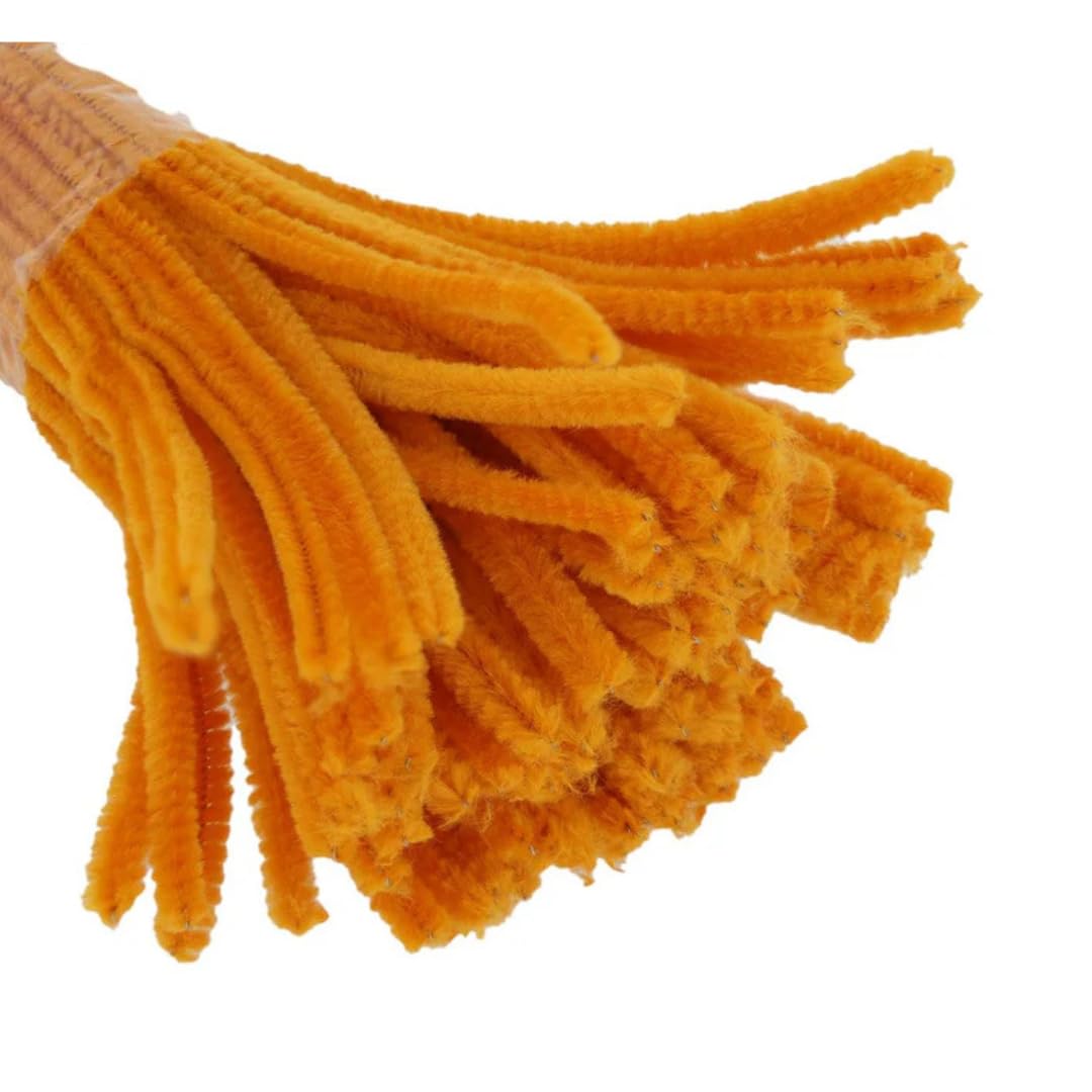 SS Art Land White Pipe Cleaners for Crafts 100 Pieces Chenille Stems Flexible Fuzzy Craft Sticks for DIY Flower Making School Projects Home Decor (Orange)-image-10