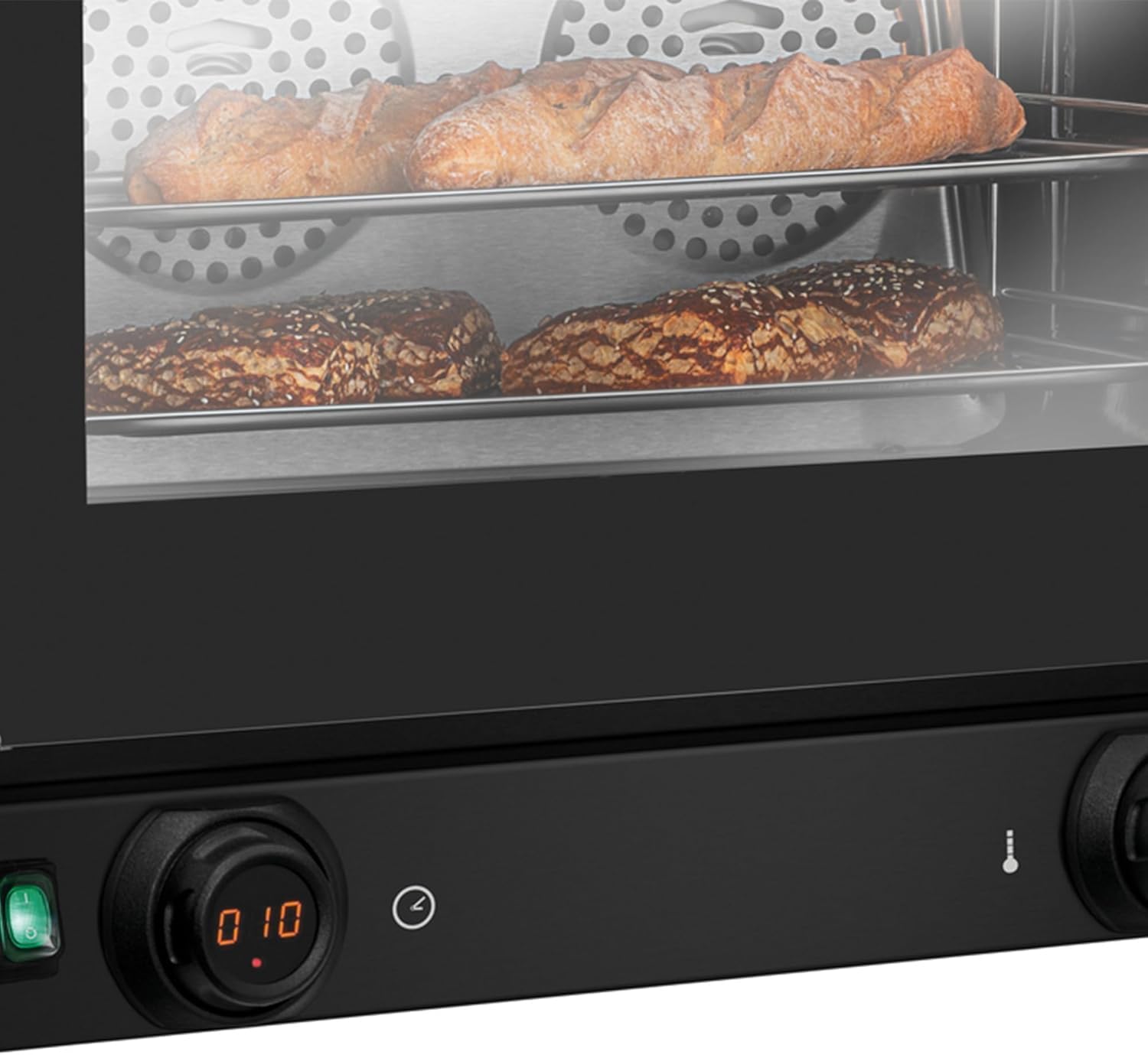 MBH - Forno a convezione professionale nero opaco con doppia ventola e controllo digitale MDI per l'ospitalità. Forno industriale 4 Vassoi per ristorante, panetteria e ristorazione