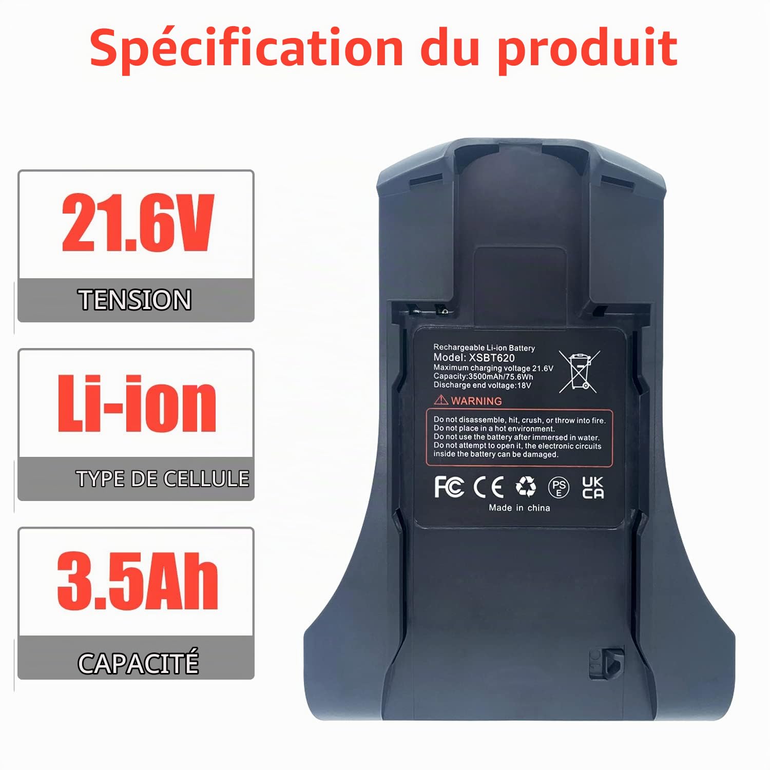 SLODA XSBT620 Batterie de Remplacement pour Shark Aspirateur, 3500mAh pour Shark Les Aspirateurs sans Fil IZ162H IZ163H IZ362H IZ363H