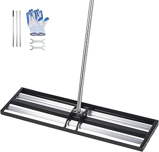 VEVOR Updated Lawn Leveling Rake with Roller, 30" x 10" Stainless Steel Lawn Leveler with 83.9" Adjustable Handle, Heavy Duty Yard Leveling Rake, Effort Saving Lawn Leveling Tool for Yard Golf Court