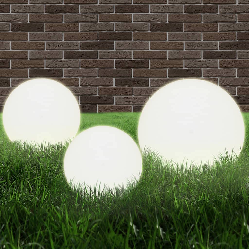 vidaXL 3X Lampade Set a LED Sferiche in PMMA Luci Illuminazione per Esterni