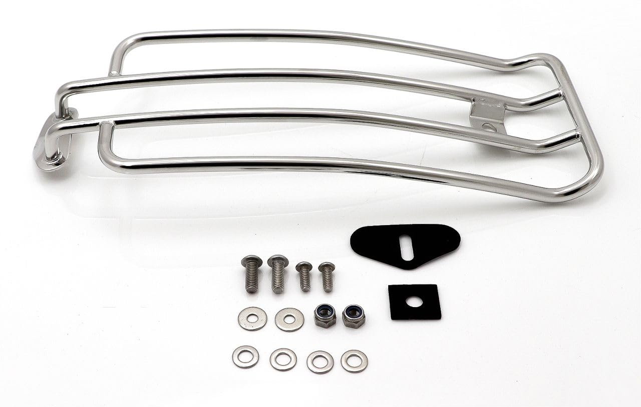 Gepäckträger Edelstahl poliert Silber kompatibel mit Hd Harley Davidson Softail Modellen z.B. Streetbob (FXBB) 2018- & Slim (FLSL) 2018-