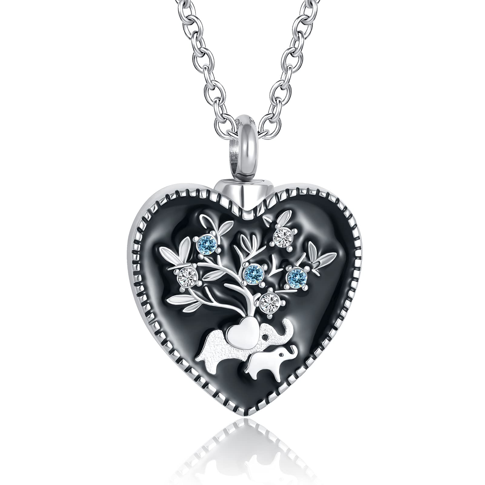 MZC Jewelry Elephant Urn Necklace Mom Family I Love you for always & forever Cremation Stainless Steel Memorial Keepsake Pendant Ash Holder for Mother