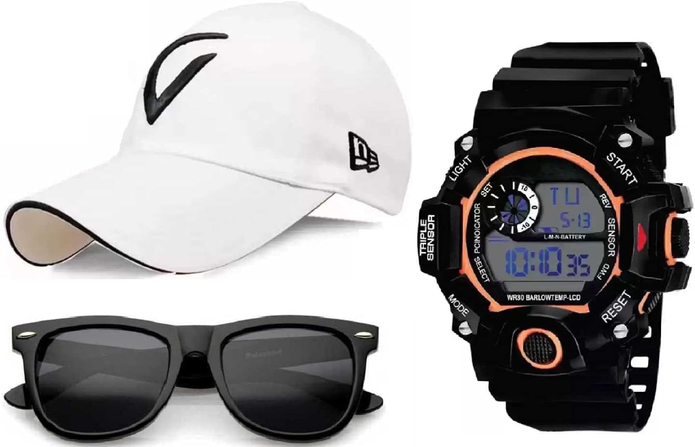 SELLORIABrand Trend New Series Black DIAL Men's and Boy's Watch Sunglass Cap New Demand for Men and Boys HOT and Cool Looking Today Generation Best Deal and Fast Selling Digital Watch - for Boys