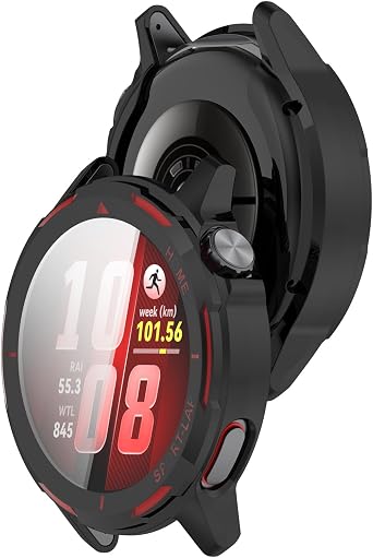 Compatible with Huawei Watch GT Runner 2 TPU Protective Case Cover, Smartwatchtective Cover Case Shell Soft and Durable for Man and WomanBlack