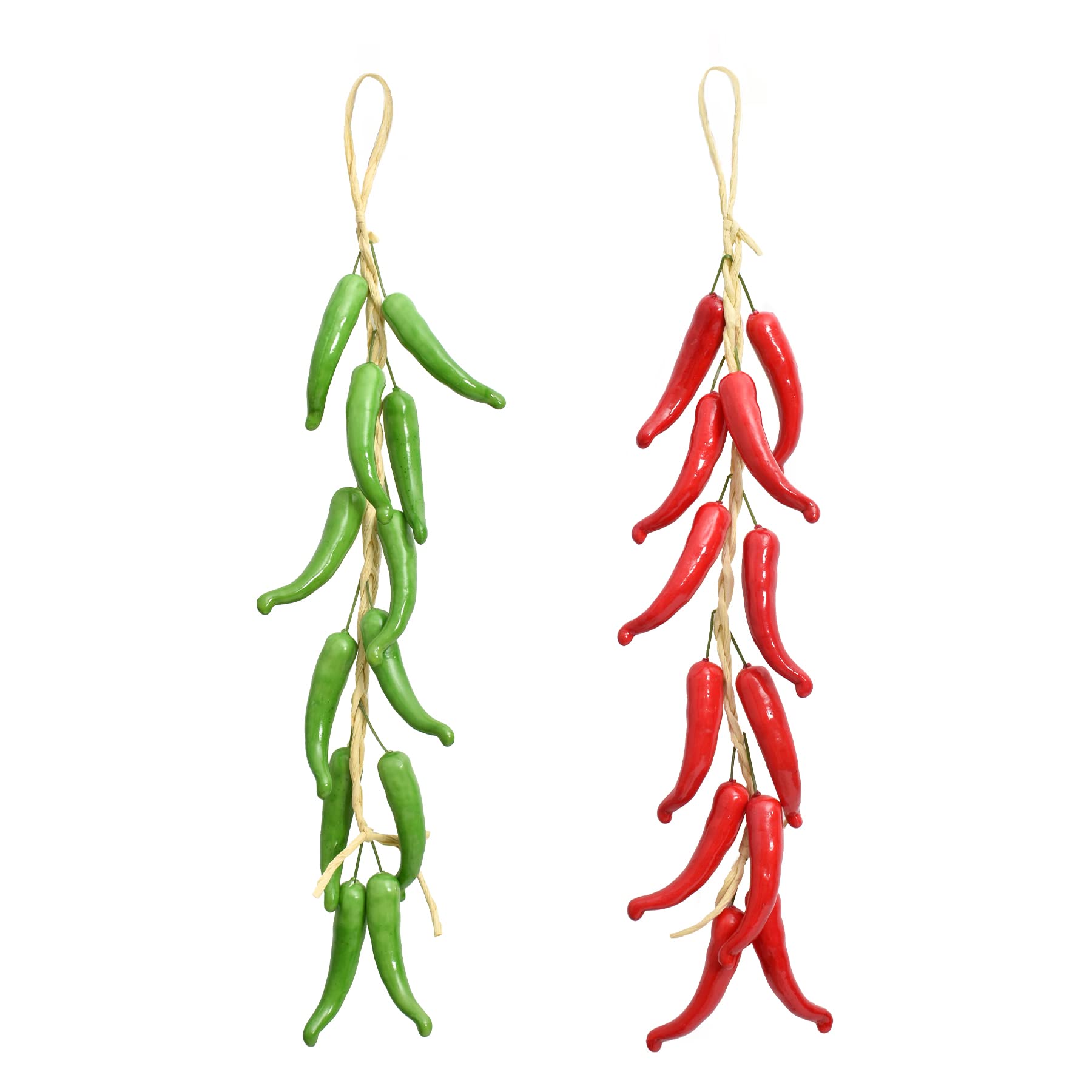 Huianer Red And Green 2 Sets Artificial Hanging Pepper String, Simulation Lifelike Hot Chili Vegetable Fruit Garland Vine For Home Kitchen Farm Party Wall Decoration, Red&Green.