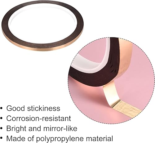 Miniatura 3 de MECCANIXITY Cinta de película de poliéster metalizado, 0.12 pulgadas x 54.6 yardas. Cinta adhesiva de decoración con acabado de espejo para detallar