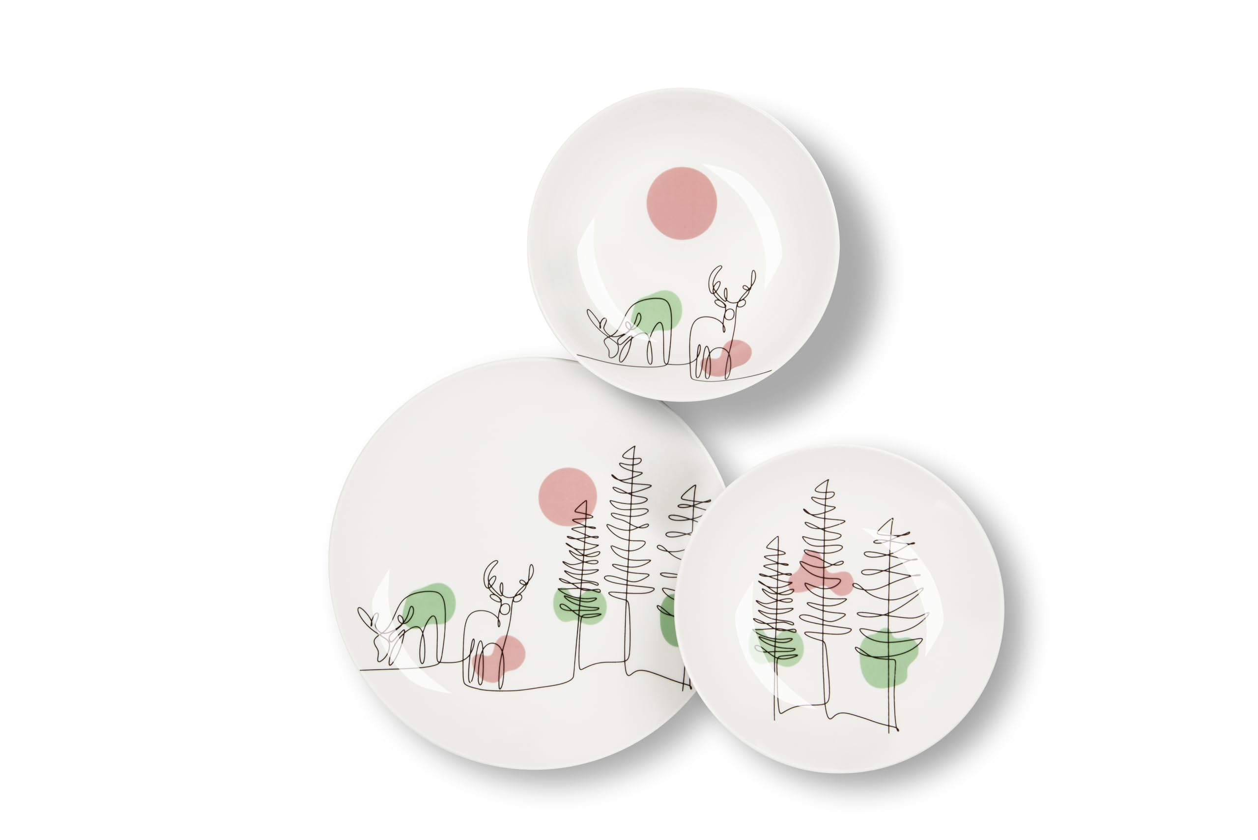Excelsa Le Fil De Noel Servizio Piatti 18 Pezzi, Porcellana, Multicolore
